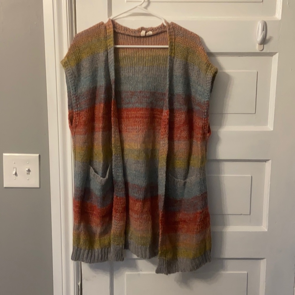 Rainbow cardigan sweater vest